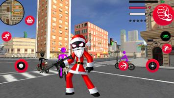 Santa Claus Stickman Rope Hero Gangstar Snowman الملصق