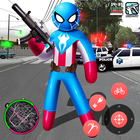 Spider Capitaine american Stickman Rope Hero Crime أيقونة