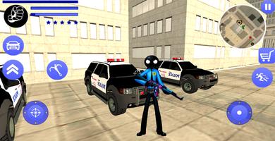 Police Superhero Stickman Rope Hero Gangstar Crime 스크린샷 3