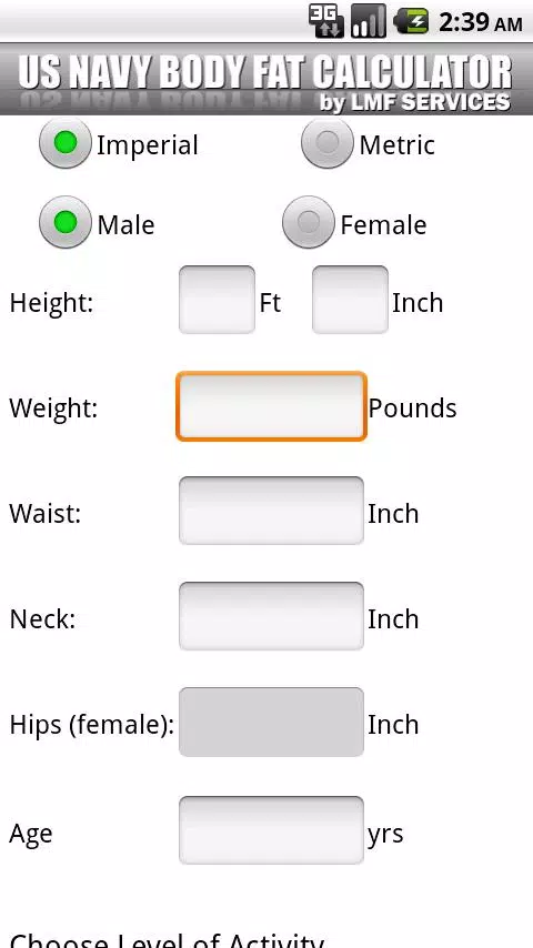 Descarga de APK de US NAVY Body Fat Calculator para Android