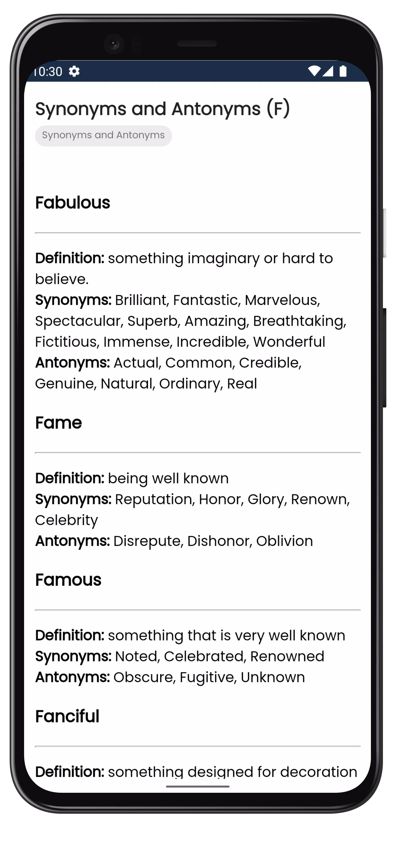 Synonyms Antonyms::Appstore for Android