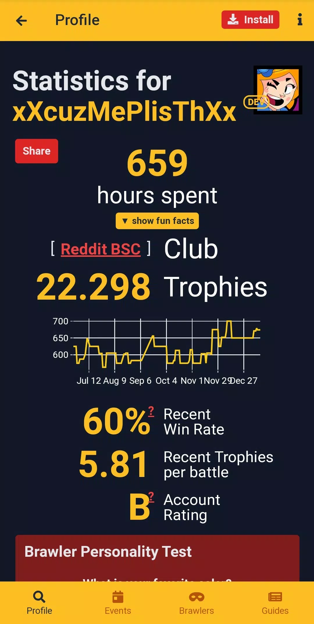 Brawl Stats - Estatísticas de Perfil e Troféus no Brawl Stars