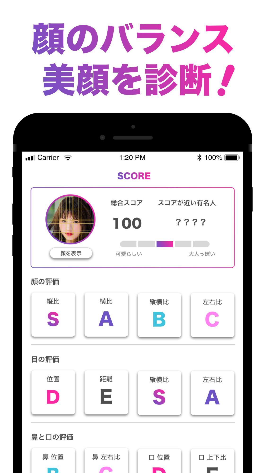 顔のバランスを点数で採点するアプリ Facescore For Android Apk Download