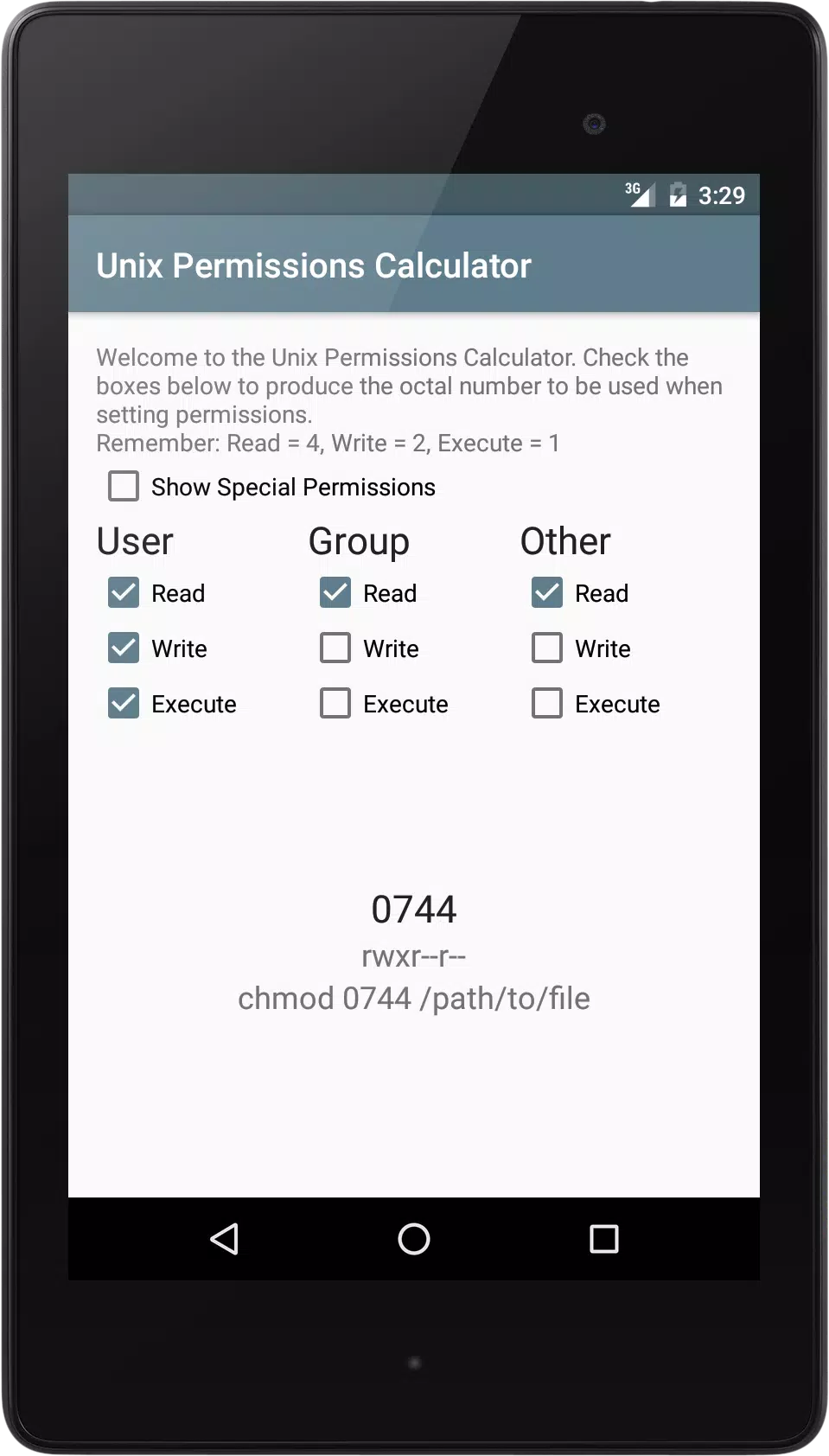 Скачать Unix/Linux Permissions Calculator APK для Android