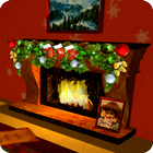 3D Christmas fireplace icon