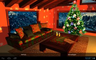 3D Christmas fireplace постер