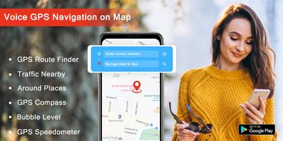 Voice GPS Navigation on Map Affiche