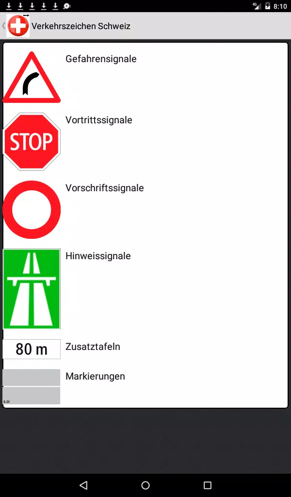 Verkehrsschilder in der Schweiz APK für Android herunterladen